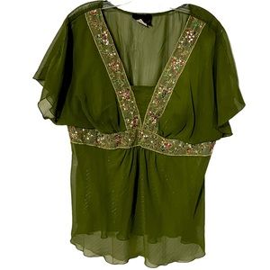 Torrid Peasant Blouse With Sequins - Size 1X